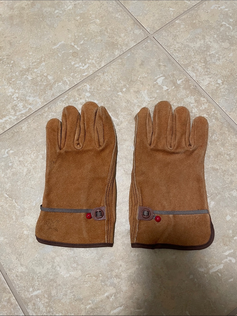 🖤5/$25 genuine leather gloves cowhide leather wells Lamont size large